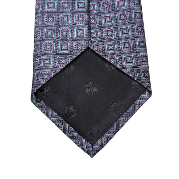 Brooks Brothers Tie Men's Purple Geometric Silk Necktie USA Woven England - Picture 5 of 6